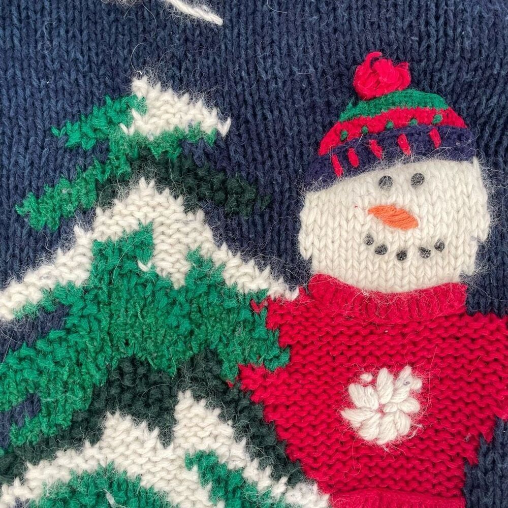 Vintage Croft & Barrow Knit by Hand Snowman Cardigan Sweater Angora M - Picture 4 of 9